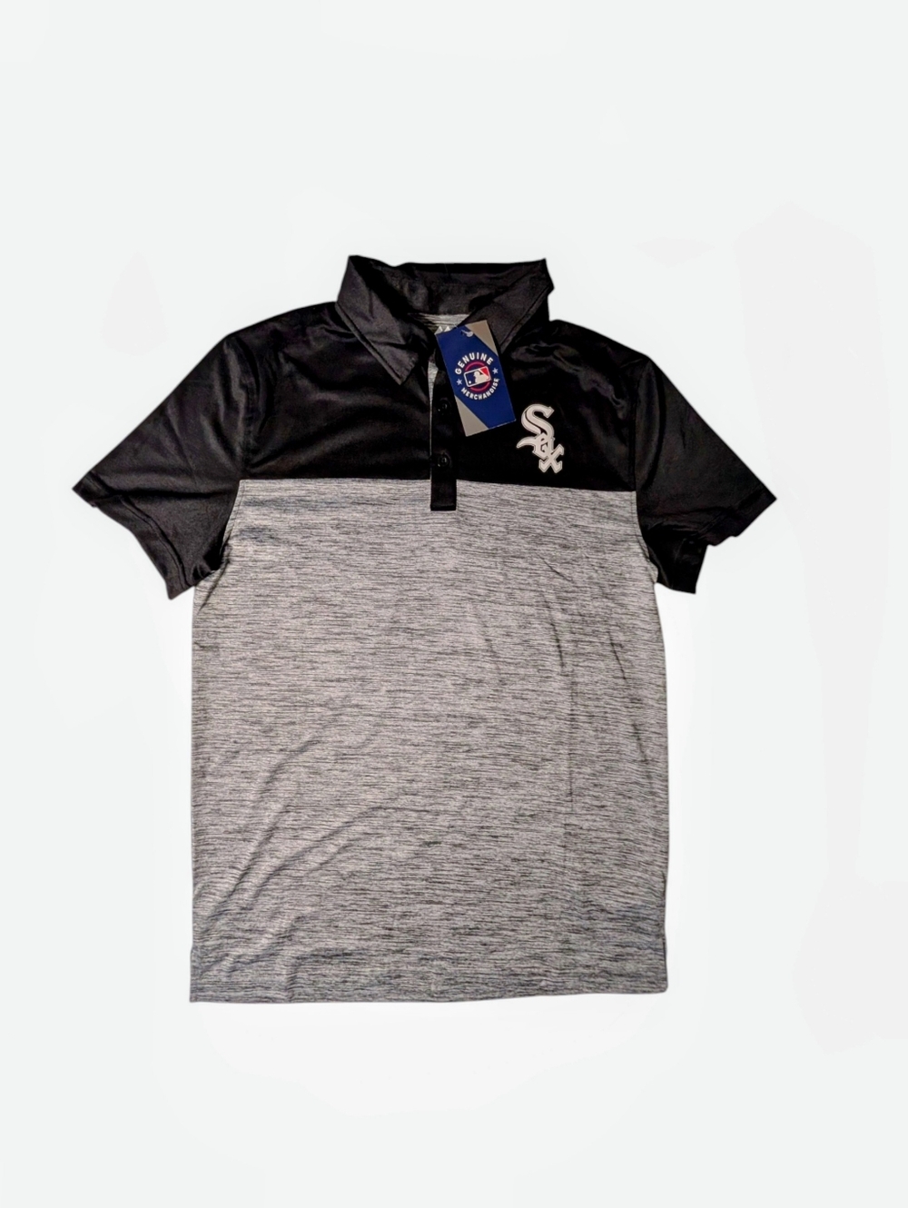 Chicago White Sox Baseball Majestic Black Gray Polo Shirt Men's Size Medium NWT